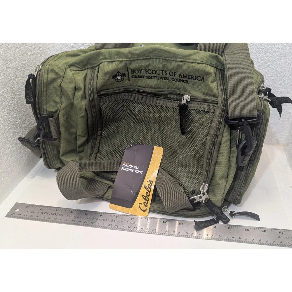 Green Cabelas Medium size Duffel Bag With Multiple Pockets, Boy Scouts